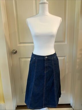 Y2K Fresh Produce Dark Blue Denim A-Line Skirt Stretch
